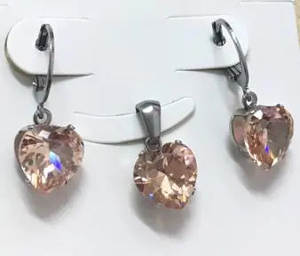 Heart Shape Luxury Jewelry Sets For Woman Dangle AAA Zirconia Earrings With Heart Fairy Aesthetic Pendant Necklace asonjewelry