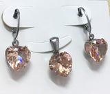 Heart Shape Luxury Jewelry Sets For Woman Dangle AAA Zirconia Earrings With Heart Fairy Aesthetic Pendant Necklace