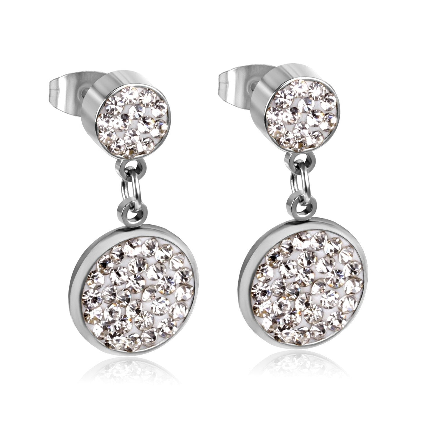 ASON Round Cubic Zircnia Drop Earrings Stainless Steel 2022 New Punk Earrngs for Girl/Women Daily Wear asonjewelry