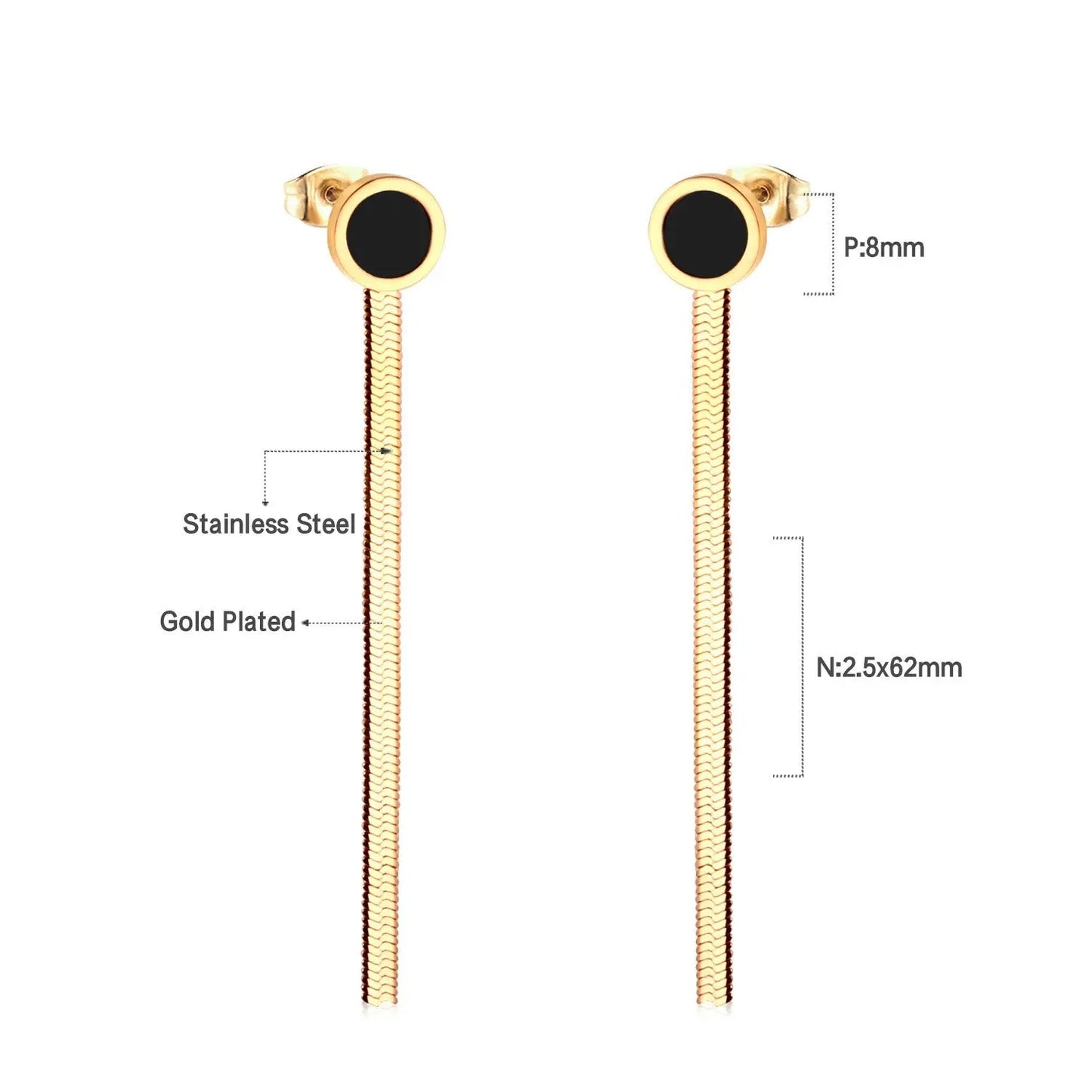 Long Chain Tassel Earrings Women's Gold Color Stainless Steel Drop Earrings Korean Fashion Party Jewelry Wholesale asonjewelry