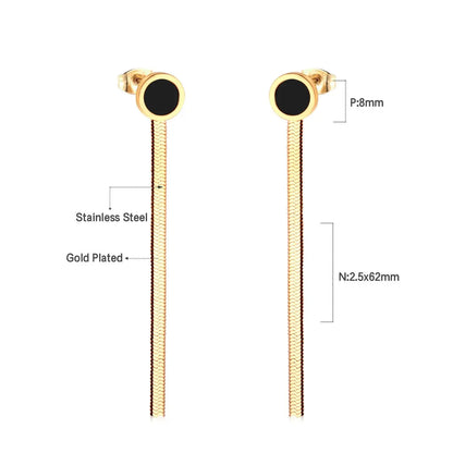 Long Chain Tassel Earrings Women's Gold Color Stainless Steel Drop Earrings Korean Fashion Party Jewelry Wholesale asonjewelry