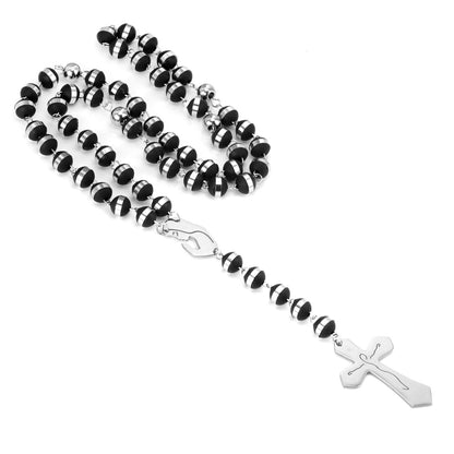 ASON Long Scapular Catholic Rosaries Beads Christian Cross Pendant Necklaces Stainless Steel for Women Men Jewelry Chokers asonjewelry