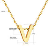 ASON Delicate Classic Style Initial 26 Letters Alphabet Chain Pendant Necklace Stainless Steel Gold Color Jewelry Chokers