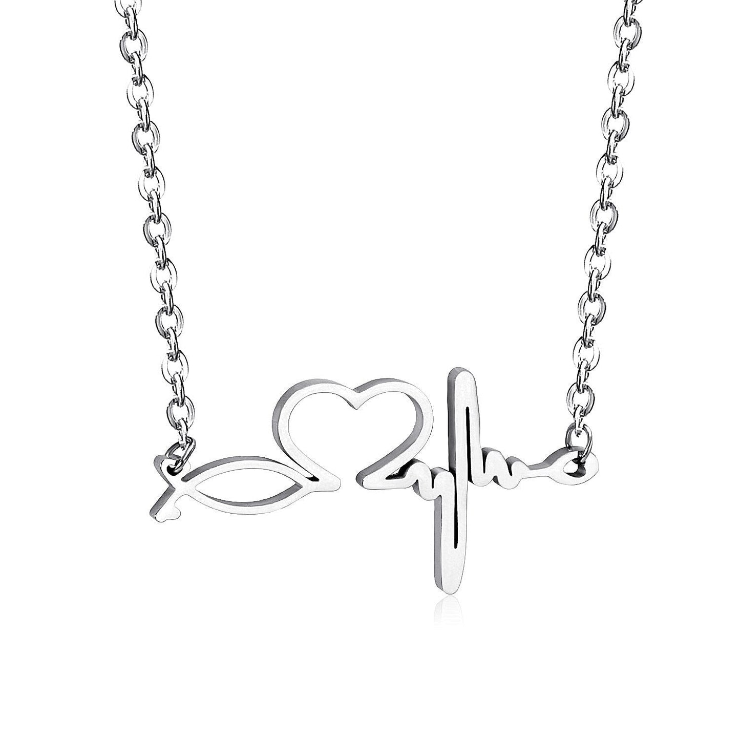 ASON Gold Color Stainless Steel Pendant Necklace for Lover Fashion Love Heartbeat Necklaces Valentine's Day Gift Jewelry asonjewelry