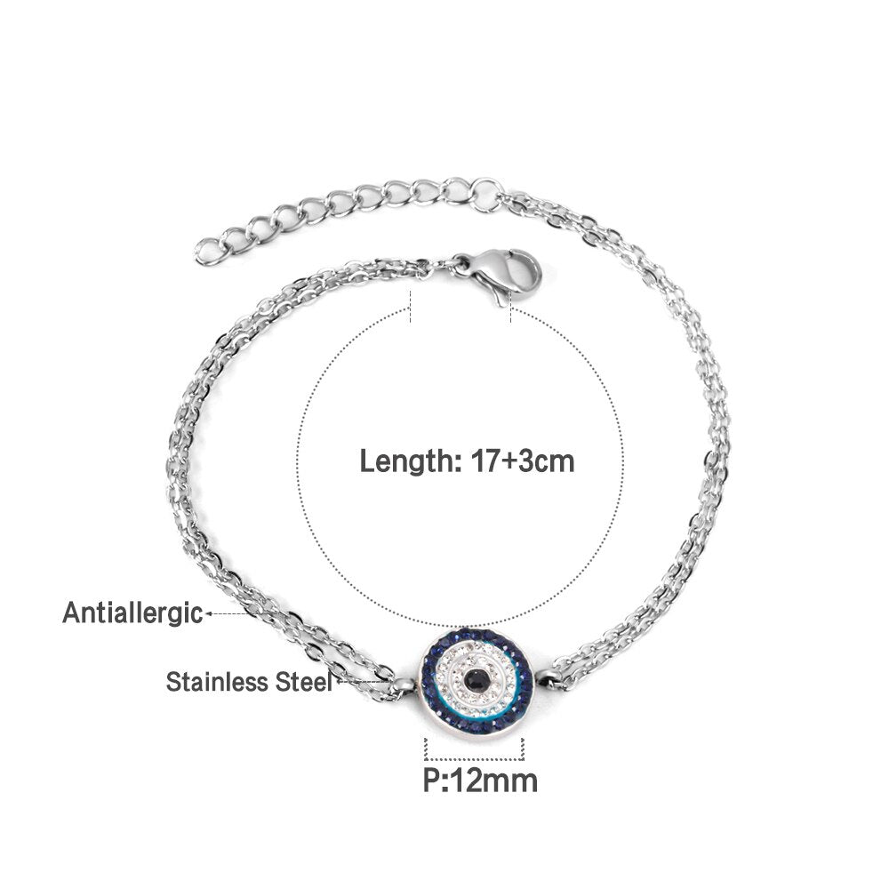 ASON Gold Color Stainless Steel Blue Eye Cubic Zirconia Anti-allergy Chain Bracelets Bangle For Women Men Fashion Jewelry asonjewelry