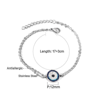 ASON Gold Color Stainless Steel Blue Eye Cubic Zirconia Anti-allergy Chain Bracelets Bangle For Women Men Fashion Jewelry asonjewelry