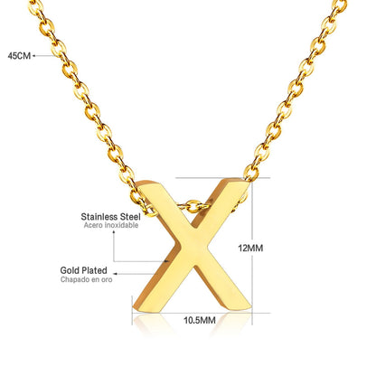 ASON Delicate Classic Style Initial 26 Letters Alphabet Chain Pendant Necklace Stainless Steel Gold Color Jewelry Chokers asonjewelry