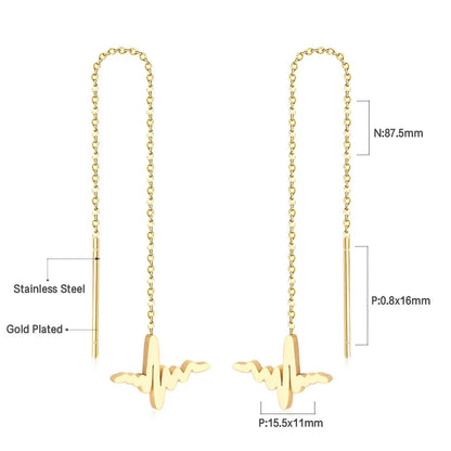 Simple Tassel Linear Chain Long Drop Earrings For Women Girl Geometric Star Hanging Ear Line Japan Korean Jewelry 2022 asonjewelry