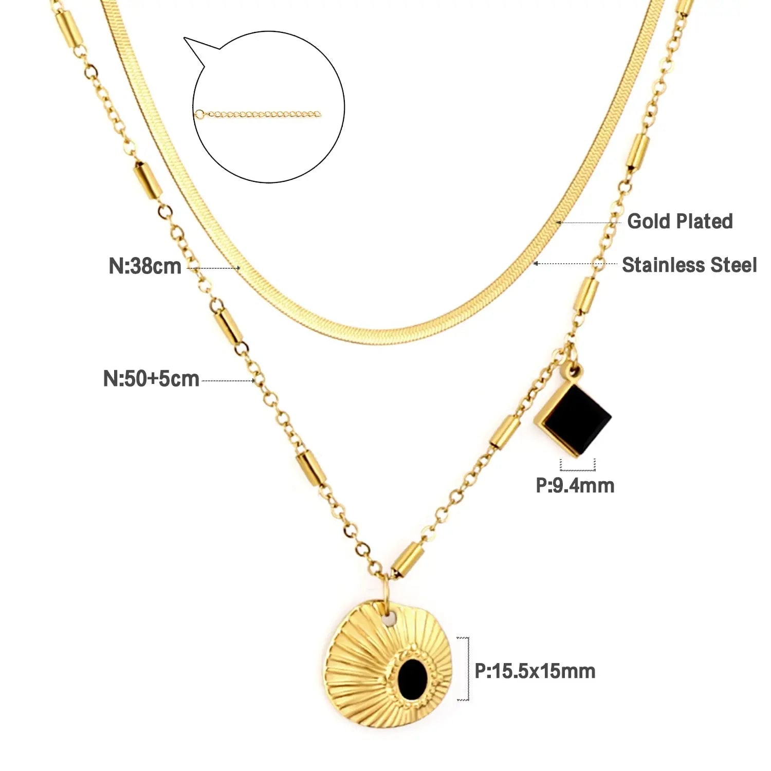 New Hamsa Hand Pendant Necklace For Women Girls Stainless Steel Blue Evil Eyes Double Layer Chain Turkish Luck Jewelry asonjewelry