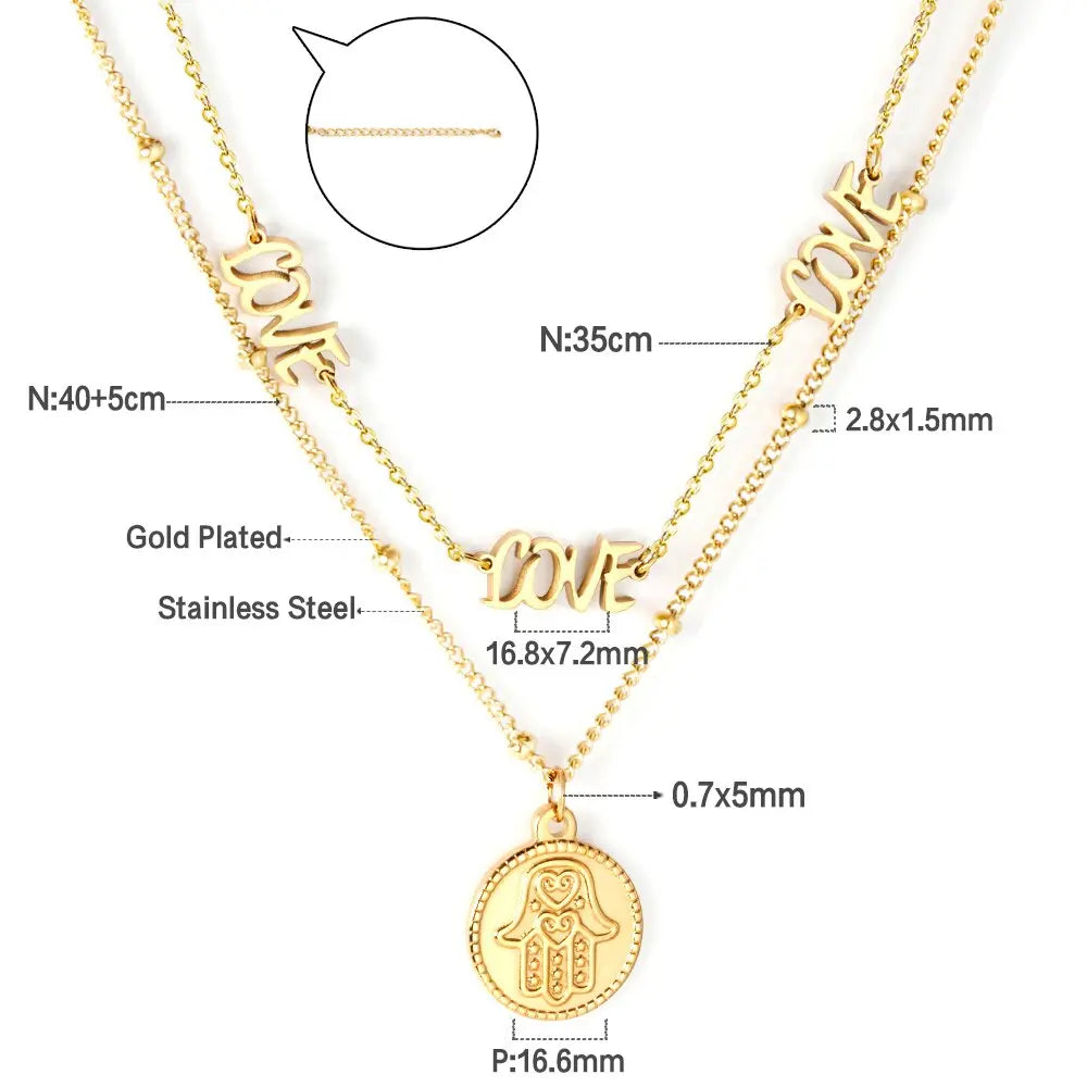 Gothic Multilayer Snake Crystal Necklace Women Gold Color Stainless Steel Double Chain Bohemian 2022 Trendy Jewelry asonjewelry