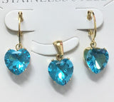 Heart Shape Luxury Jewelry Sets For Woman Dangle AAA Zirconia Earrings With Heart Fairy Aesthetic Pendant Necklace