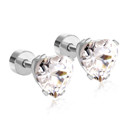 ASON Stainless Steel Cubic Zirconia Heart Shape Stud Earrings Anti-Allergy Women Fashion Accessories Party asonjewelry