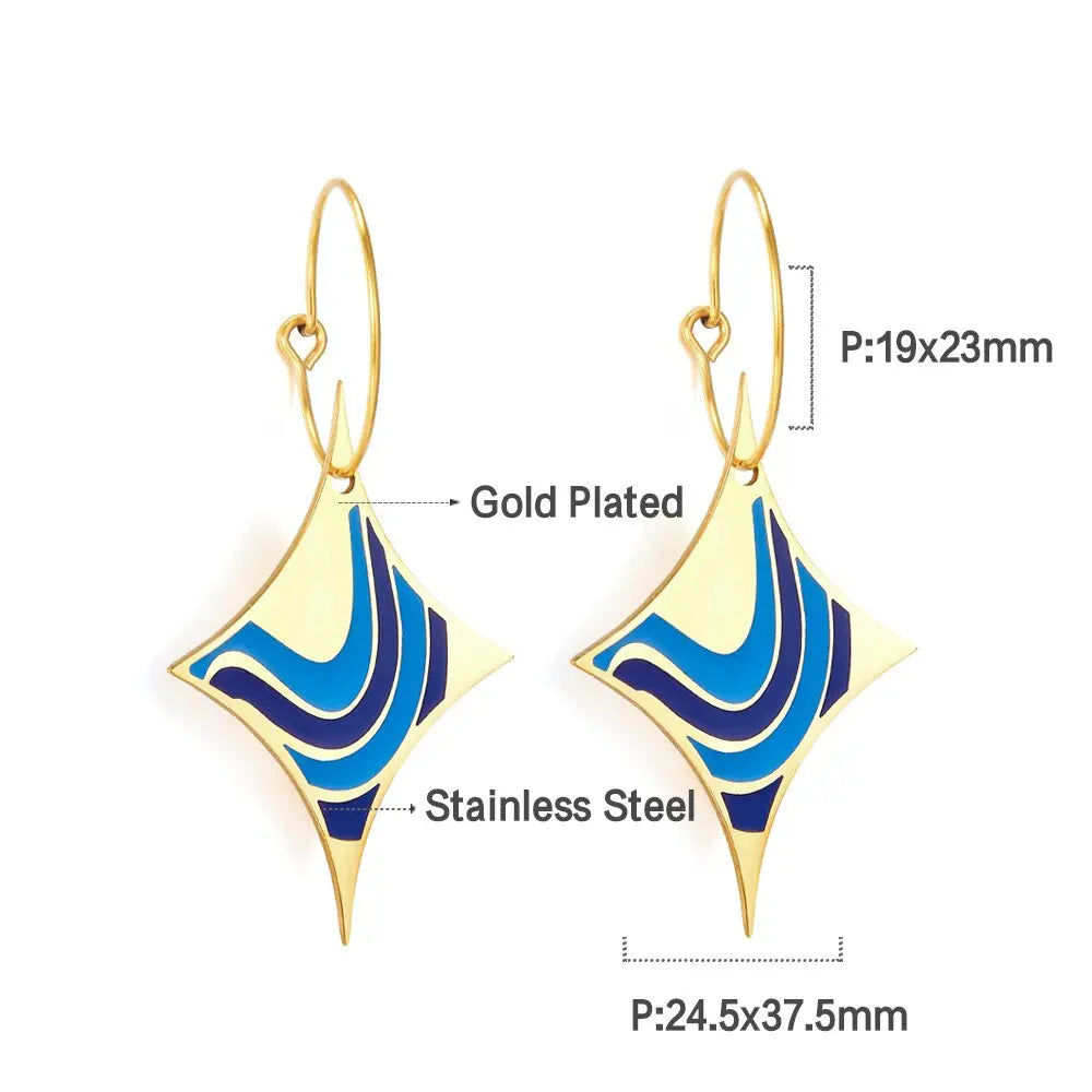 Summer Stainless Steel Geometric Hoop Earrings Minimalist Fan Leaf Shape Unusual Beach Waterproof Jewelry For Women asonjewelry