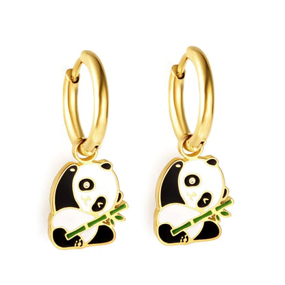Cute Animal Drop Pendients For Woman Girls Panda Dangle Earrings Frog Dinosaur Charms Grunge Hoops Ears Jewelry New asonjewelry