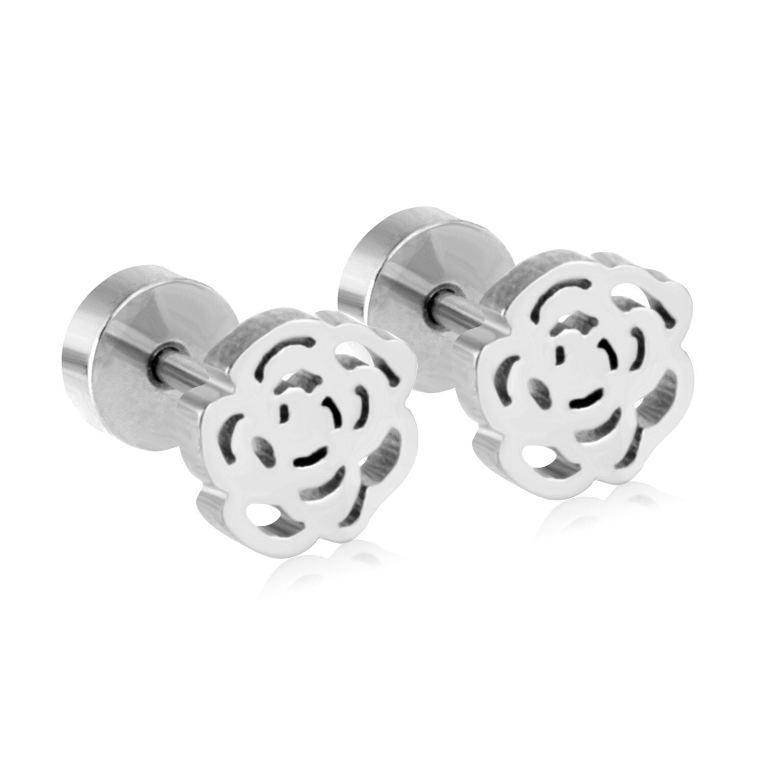 ASON Romantic Style Flower Piercing Stud Earrings Cubic Zirconia Gold Color Stainless Steel Hollow Out Women Jewelry Party asonjewelry