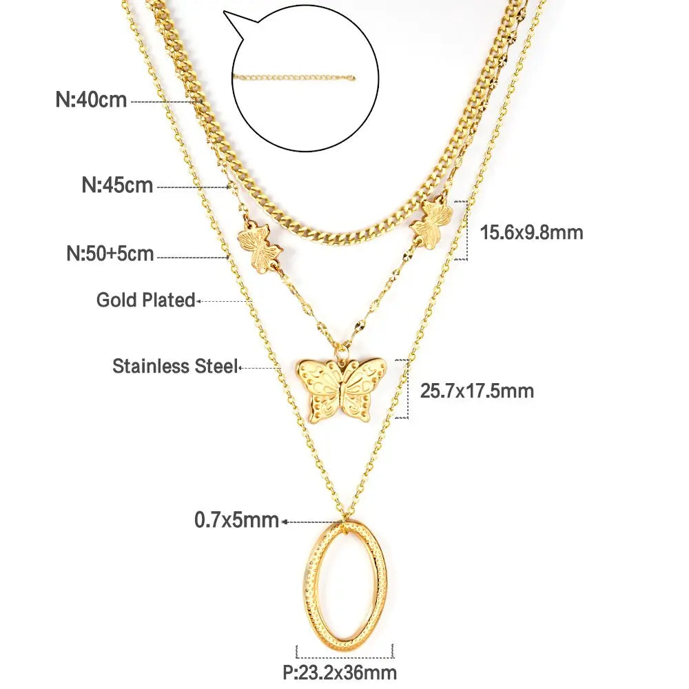 Gothic Multilayer Snake Crystal Necklace Women Gold Color Stainless Steel Double Chain Bohemian 2022 Trendy Jewelry asonjewelry