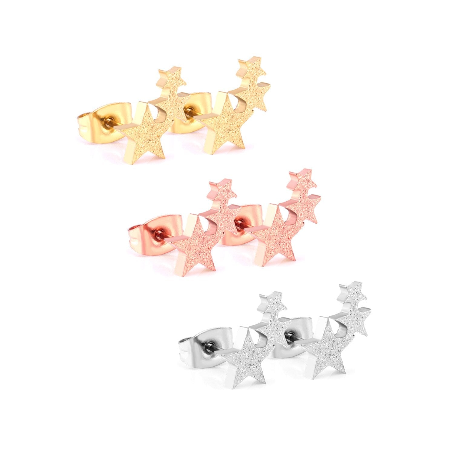 ASON 3pairs Letter LOVE Mixed Color Piercing Stud Earring Sets Stainless Steel Wholesale Fashion Jewelry For Women Party asonjewelry