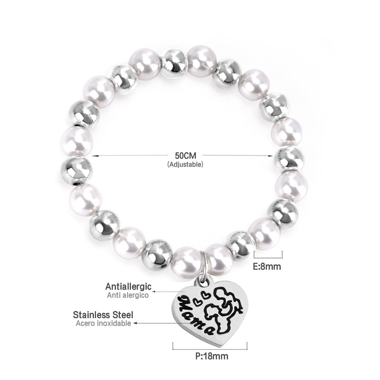 ASON Mixed Color Ball Beaded Engrave MaMa Bracelets Bangles Gold Color Stainless Steel For Women Birthday Mother's Day Gift asonjewelry