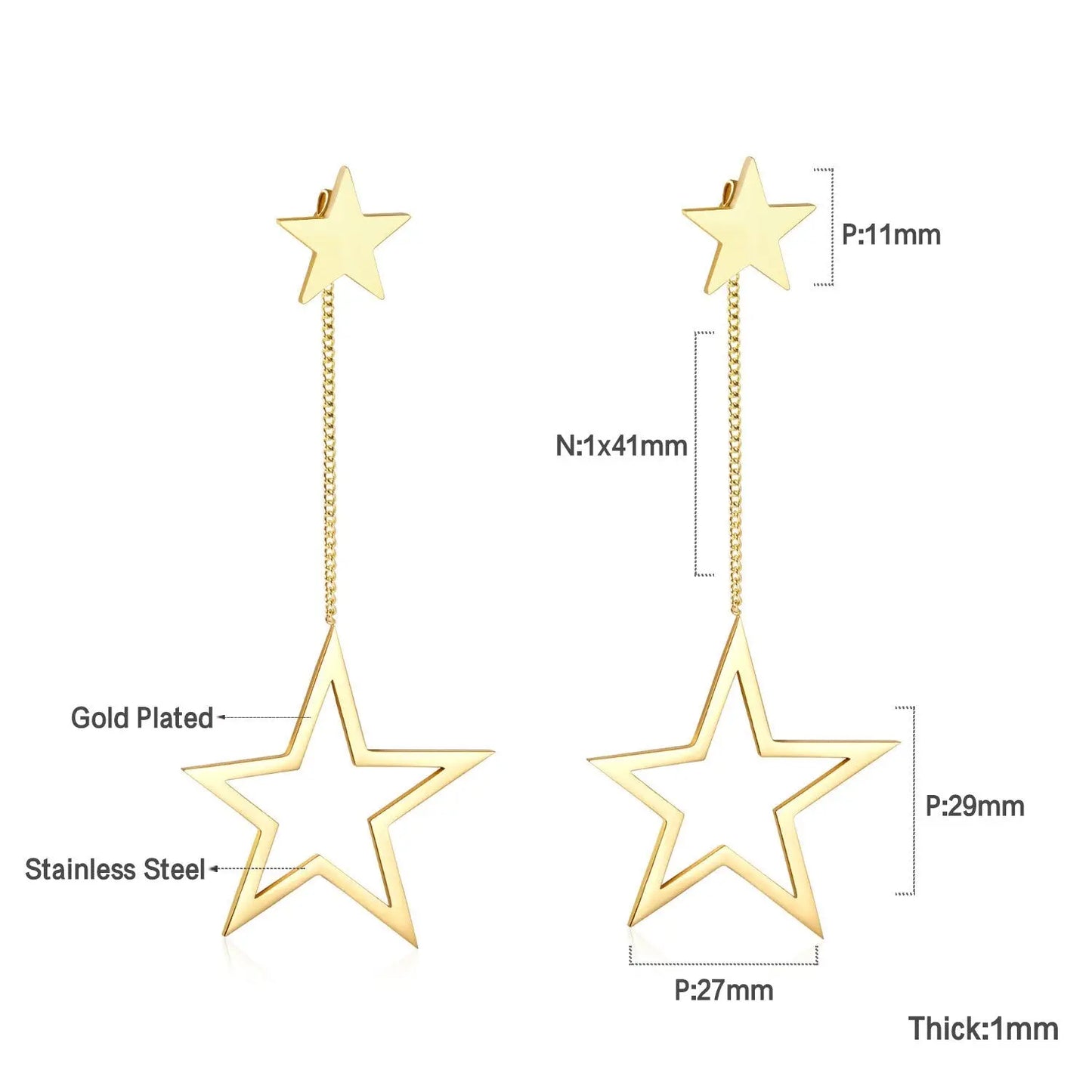 New Crystal Stars Coin Long Tassel Dangle Earrings For Women Girls Stainless Steel Trending Korean Fashion Jewelry asonjewelry