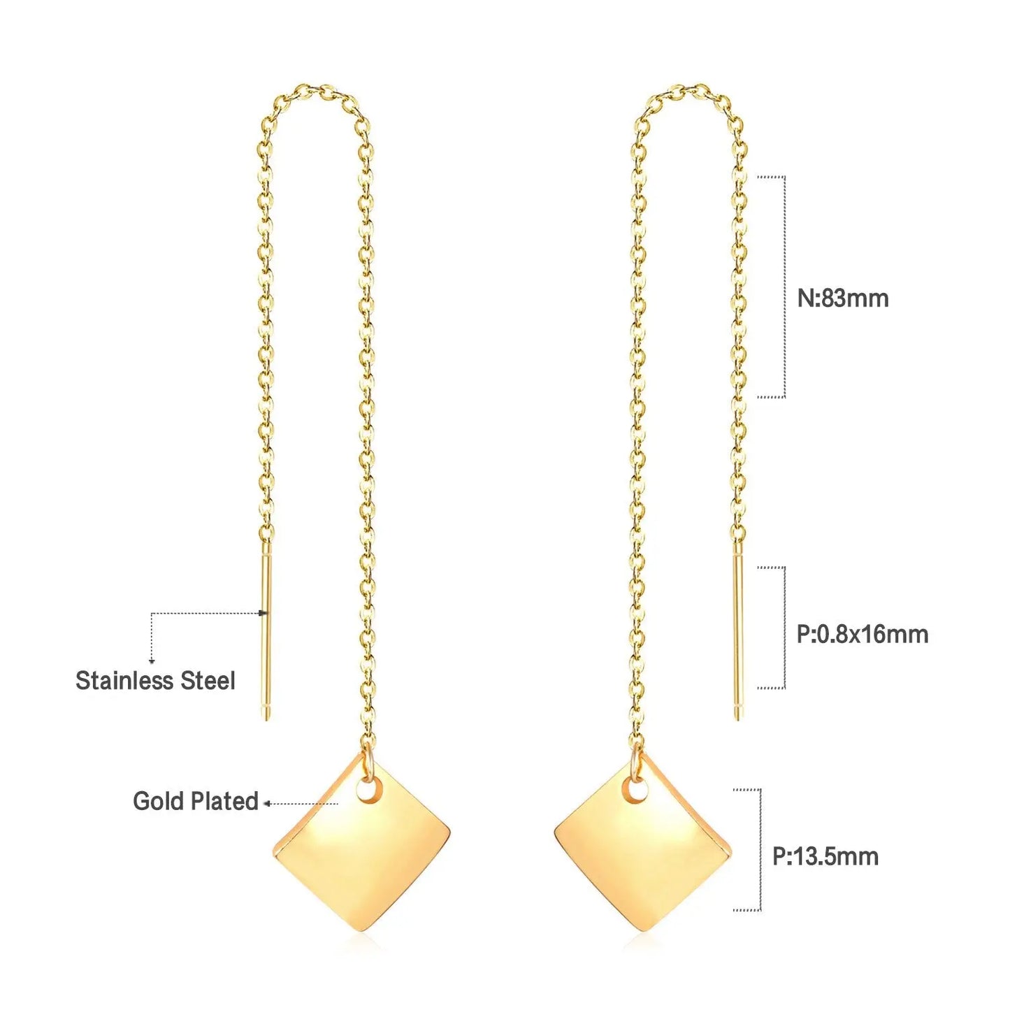 Long Chain Tassel Earrings Women's Gold Color Stainless Steel Drop Earrings Korean Fashion Party Jewelry Wholesale asonjewelry