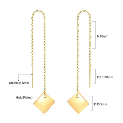 Long Chain Tassel Earrings Women's Gold Color Stainless Steel Drop Earrings Korean Fashion Party Jewelry Wholesale asonjewelry
