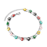 ASON Boho Mixed Color Ball Cat Eyes Accessories Multi-layer Chains Anklet Gold Color Stainless Steel For Women Jewelry Gift