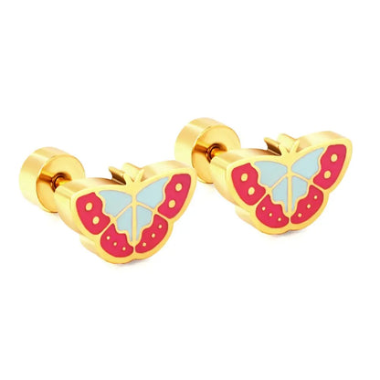 Cute Girls's Earrings Acrylic Design Animals Piercing Butterflies Stainless Steel Penguin Childlike серьги brinco asonjewelry
