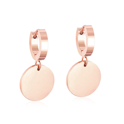 ASON Stylish Round Pendant Stainless Steel Earrings for Women Girls Hanging Dangle Earring Simple Jewelry Party Gift asonjewelry