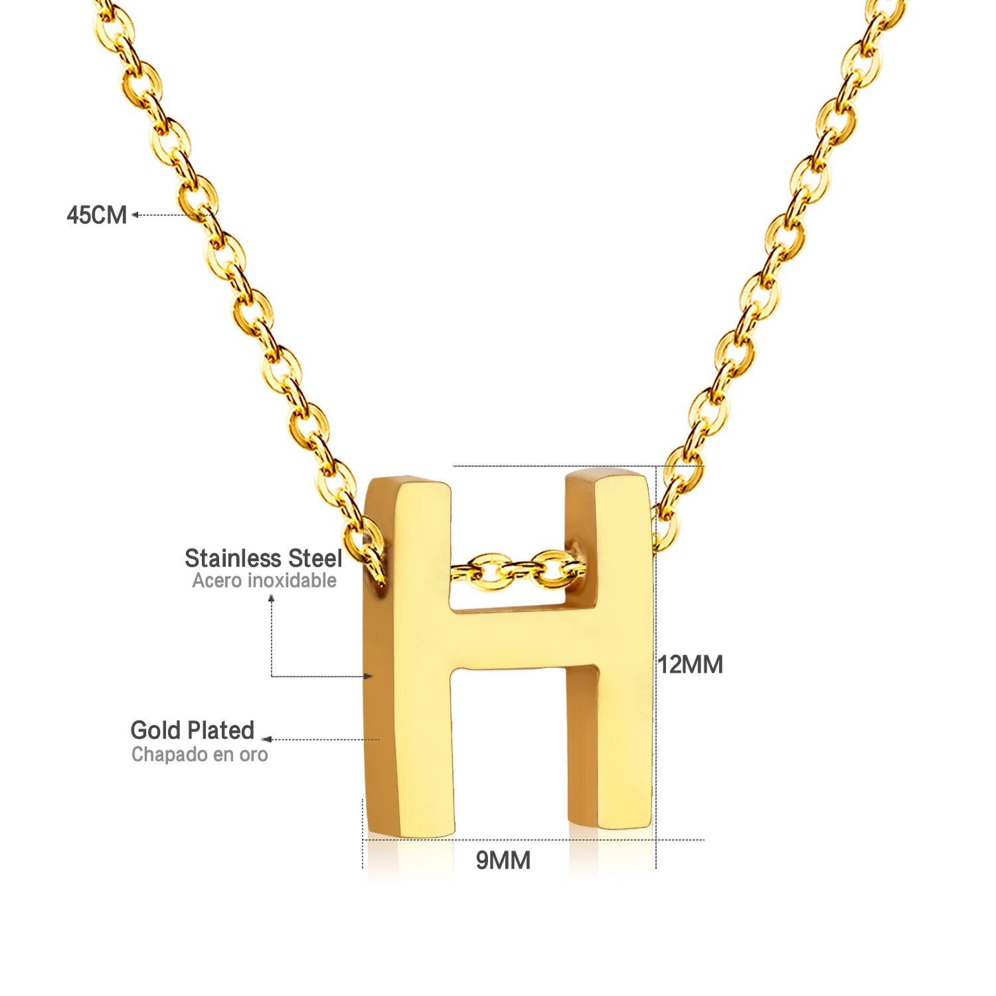 ASON Delicate Classic Style Initial 26 Letters Alphabet Chain Pendant Necklace Stainless Steel Gold Color Jewelry Chokers asonjewelry