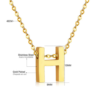 ASON Delicate Classic Style Initial 26 Letters Alphabet Chain Pendant Necklace Stainless Steel Gold Color Jewelry Chokers asonjewelry