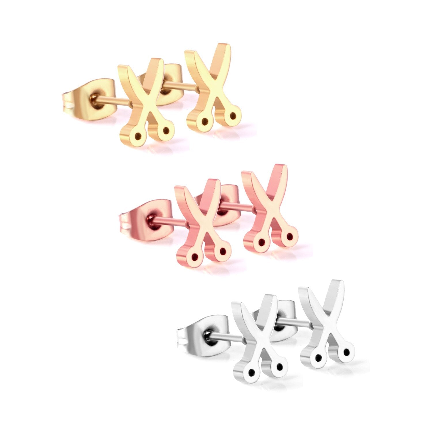 ASON 3pairs Letter LOVE Mixed Color Piercing Stud Earring Sets Stainless Steel Wholesale Fashion Jewelry For Women Party asonjewelry