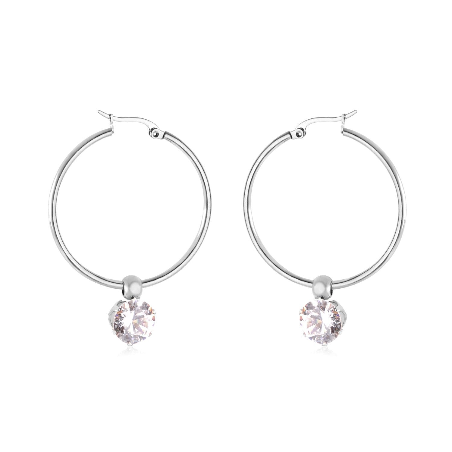 ASON Round Ear Hoop Earring With Cubic Zirconia Classic Style 2022 Stainless Steel Circle Earring Fashion Jewelry Party asonjewelry
