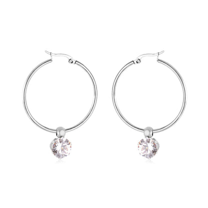 ASON Round Ear Hoop Earring With Cubic Zirconia Classic Style 2022 Stainless Steel Circle Earring Fashion Jewelry Party asonjewelry