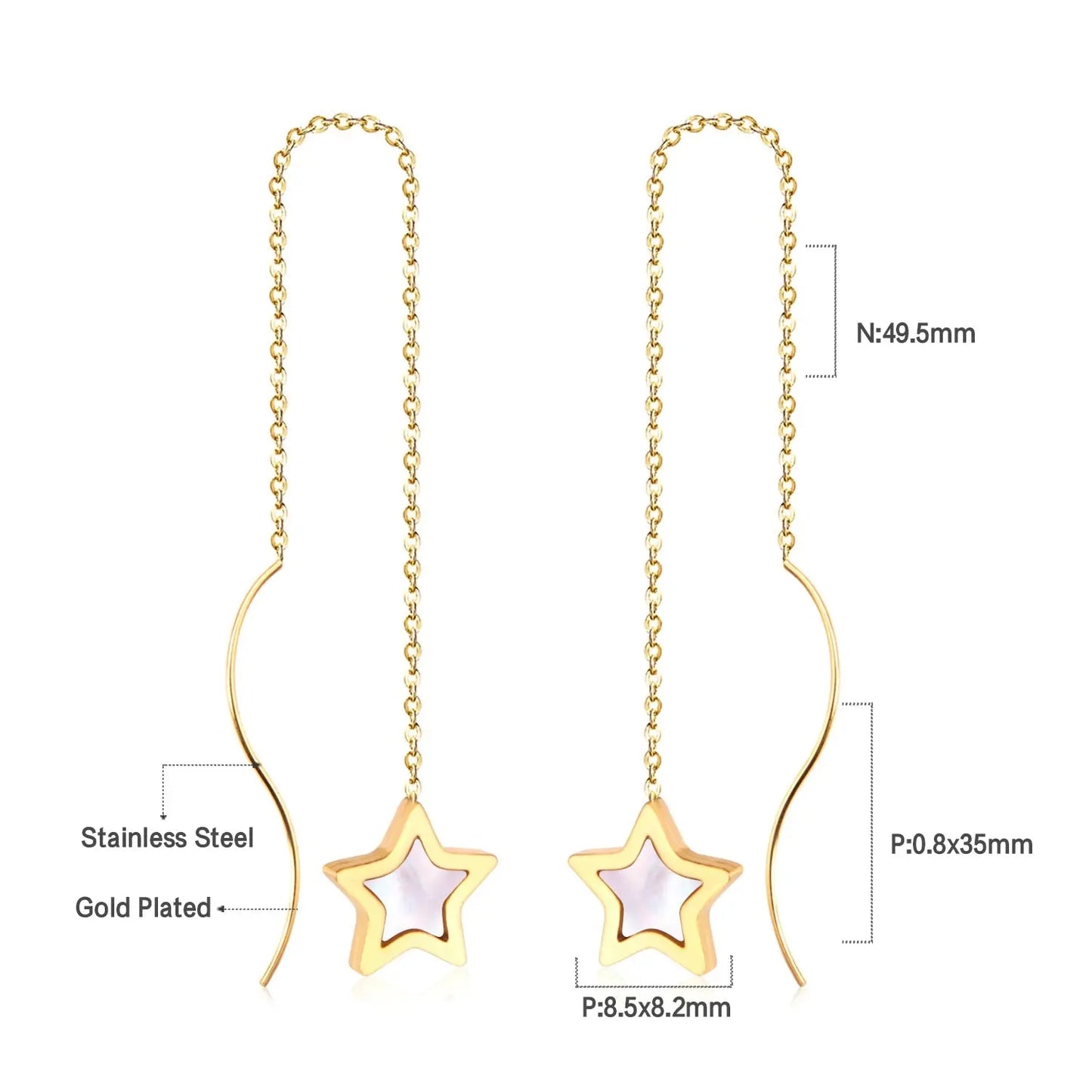 Simple Tassel Linear Chain Long Drop Earrings For Women Girl Geometric Star Hanging Ear Line Japan Korean Jewelry 2022 asonjewelry