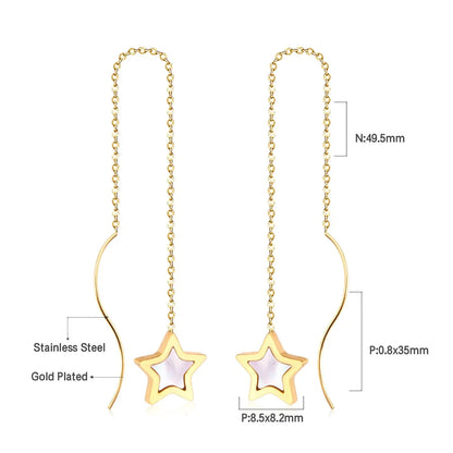 Simple Tassel Linear Chain Long Drop Earrings For Women Girl Geometric Star Hanging Ear Line Japan Korean Jewelry 2022 asonjewelry