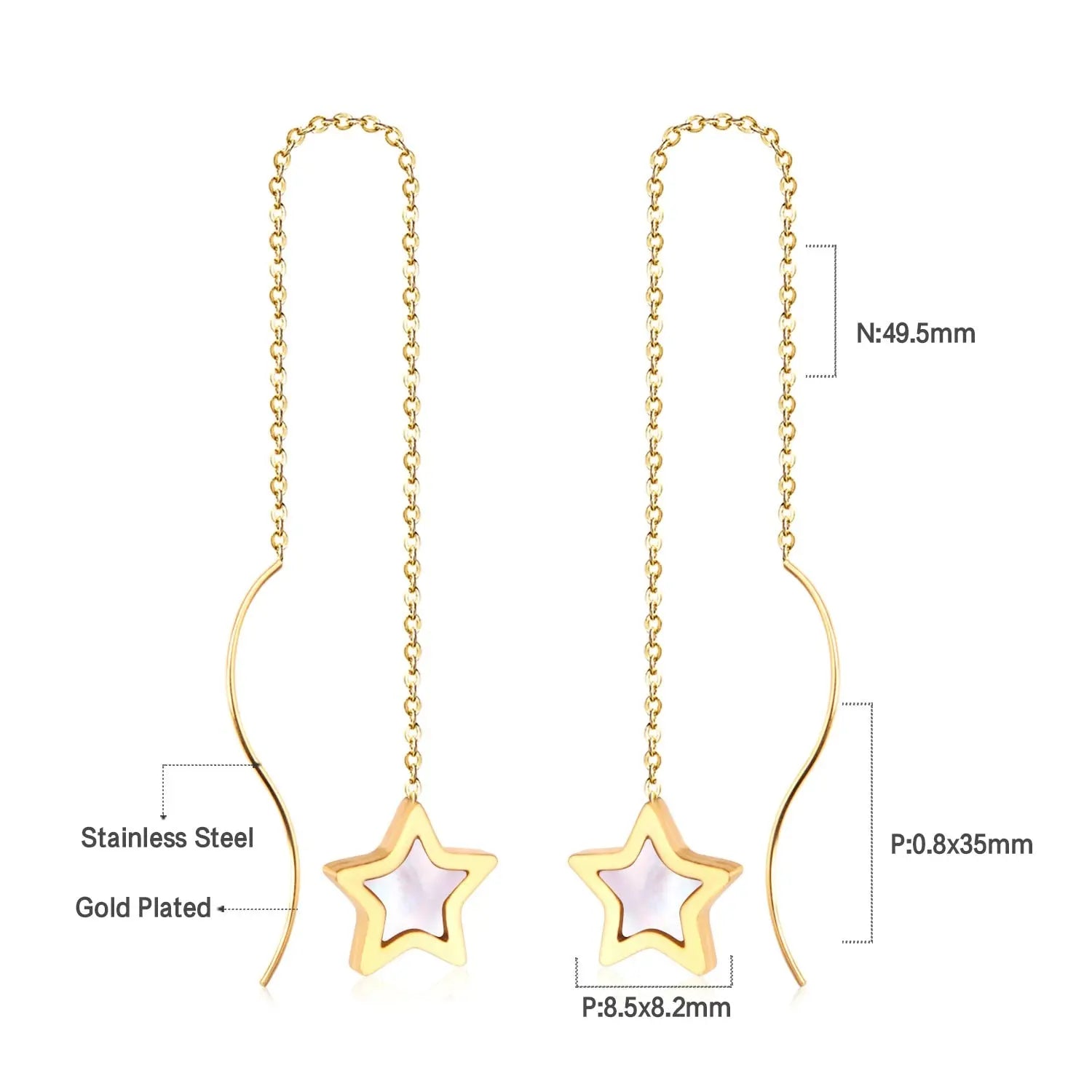 Simple Tassel Linear Chain Long Drop Earrings For Women Girl Geometric Star Hanging Ear Line Japan Korean Jewelry 2022 asonjewelry
