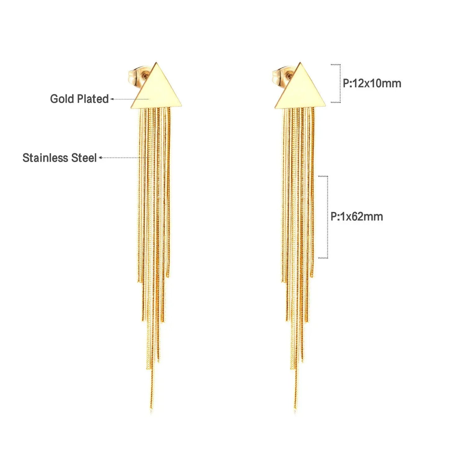 Long Chain Tassel Earrings Women's Gold Color Stainless Steel Drop Earrings Korean Fashion Party Jewelry Wholesale asonjewelry