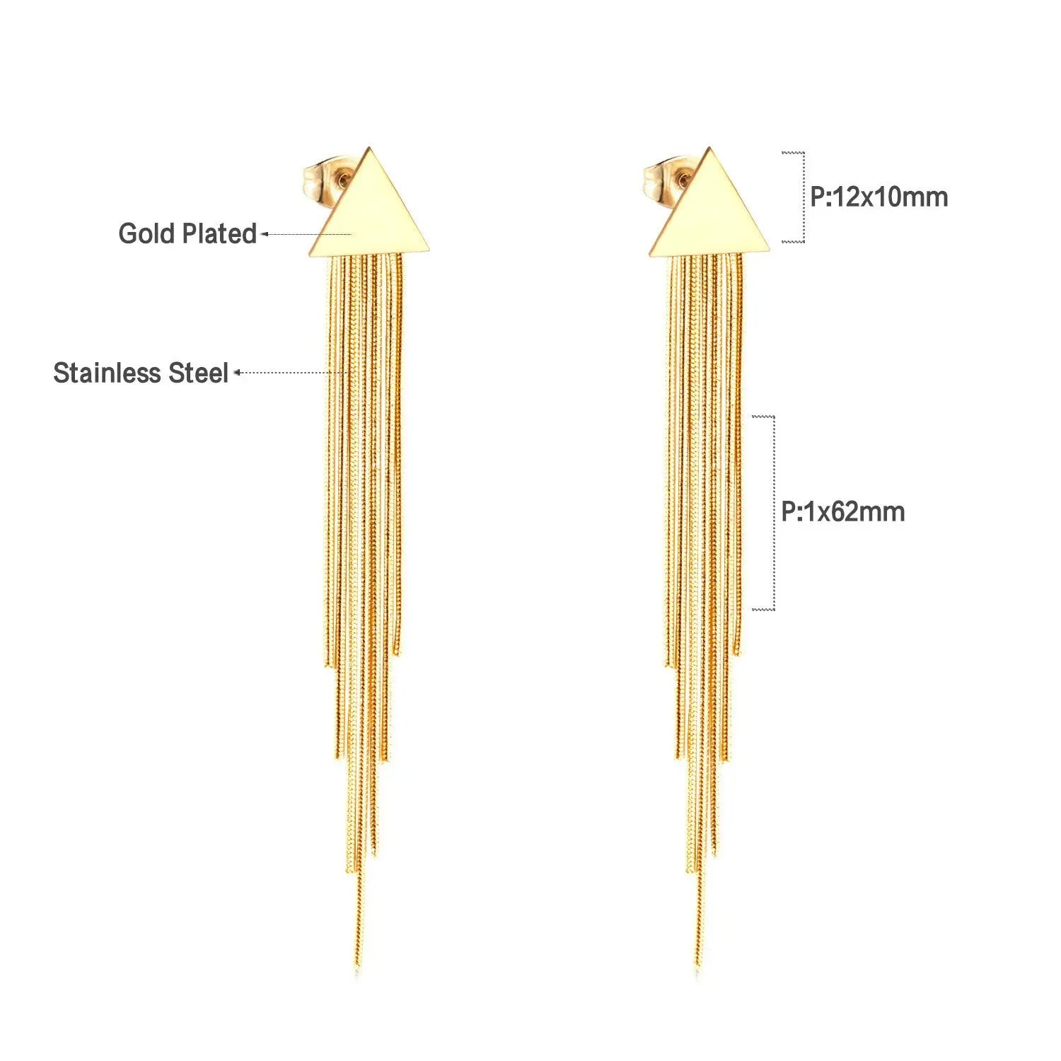 Long Chain Tassel Earrings Women's Gold Color Stainless Steel Drop Earrings Korean Fashion Party Jewelry Wholesale asonjewelry