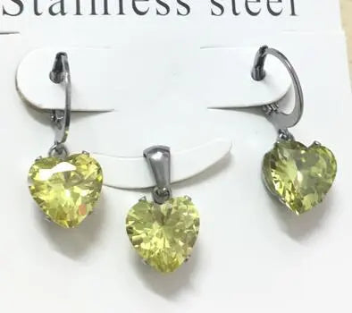 Heart Shape Luxury Jewelry Sets For Woman Dangle AAA Zirconia Earrings With Heart Fairy Aesthetic Pendant Necklace asonjewelry