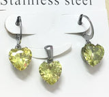 Heart Shape Luxury Jewelry Sets For Woman Dangle AAA Zirconia Earrings With Heart Fairy Aesthetic Pendant Necklace
