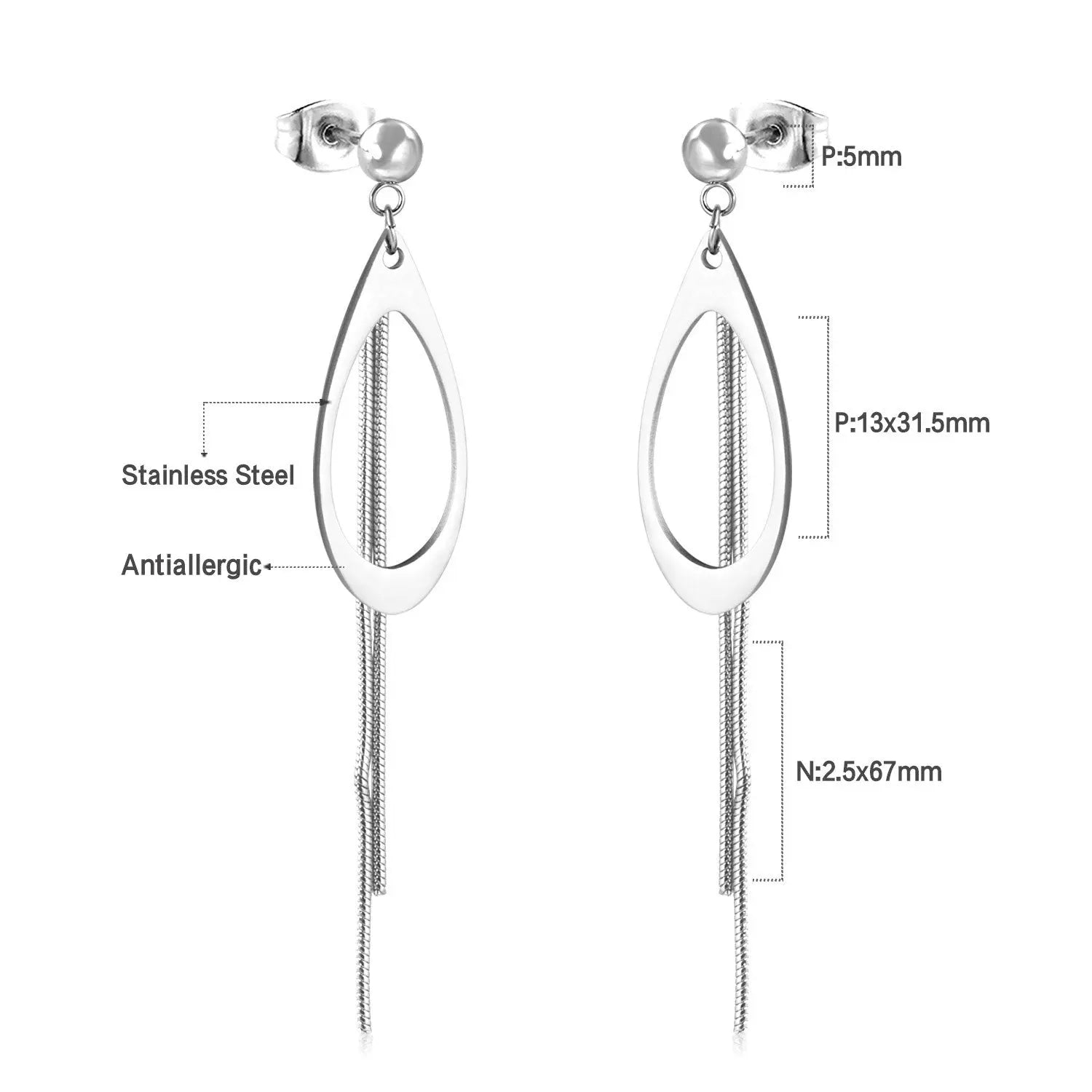 Long Chain Tassel Earrings Women's Gold Color Stainless Steel Drop Earrings Korean Fashion Party Jewelry Wholesale asonjewelry