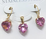 Heart Shape Luxury Jewelry Sets For Woman Dangle AAA Zirconia Earrings With Heart Fairy Aesthetic Pendant Necklace