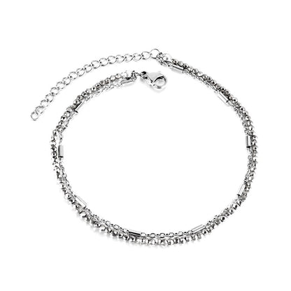 ASON Trendy Carbon Black Beads Accessories Multi-layer Chains Anklets Gold Color Stainless Steel For Women Jewelry Boho asonjewelry