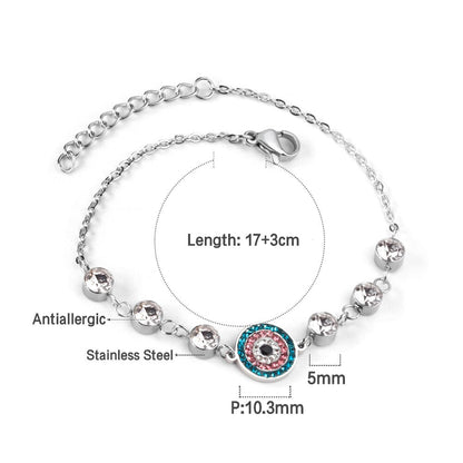 ASON Gold Color Stainless Steel Blue Eye Cubic Zirconia Anti-allergy Chain Bracelets Bangle For Women Men Fashion Jewelry asonjewelry