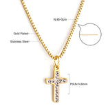 Stainless Steel CZ Cross Pendant Necklace For Women Men Crystal Rhinestone Jesus Box Chain Gothic Jewelry Gifts