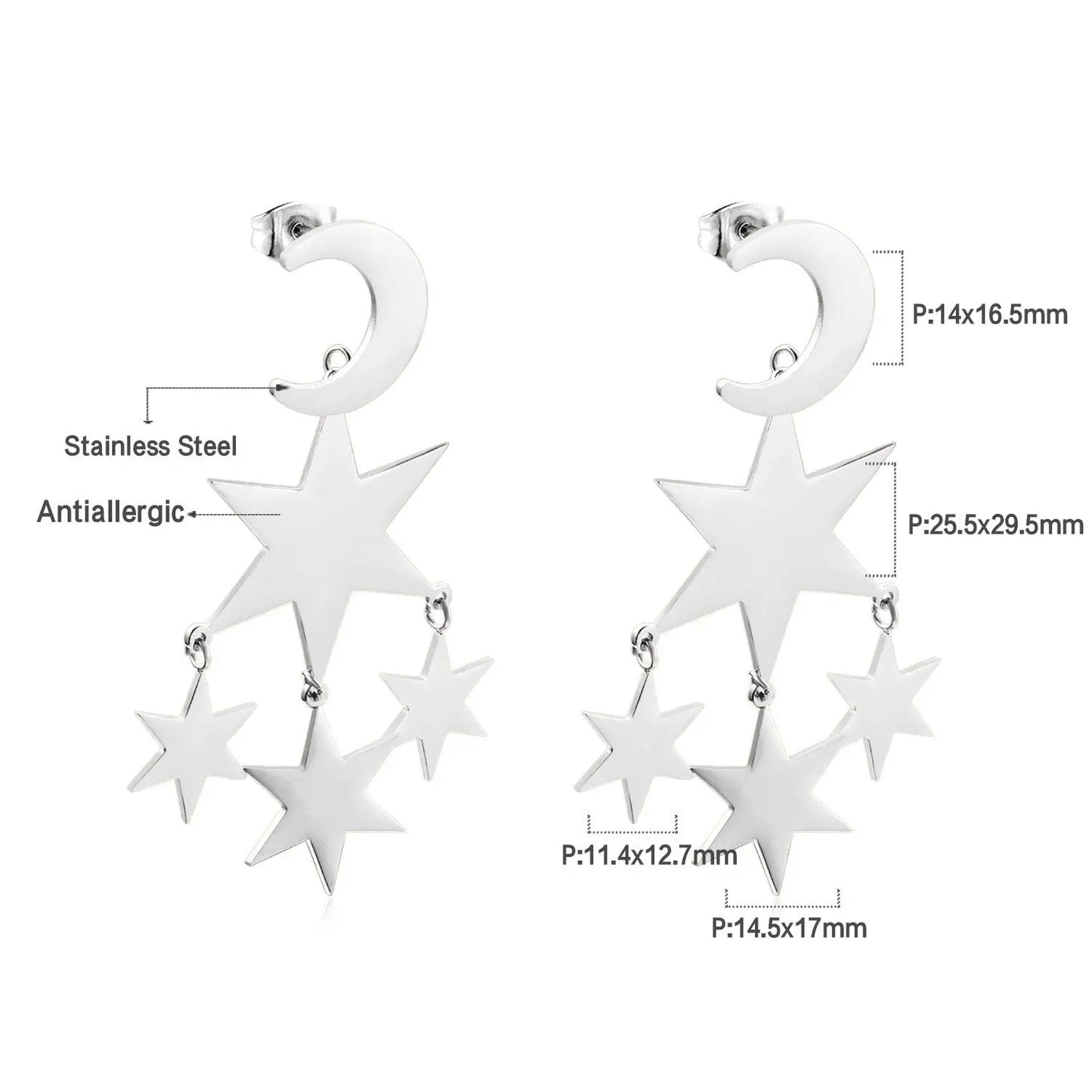 New Crystal Stars Coin Long Tassel Dangle Earrings For Women Girls Stainless Steel Trending Korean Fashion Jewelry asonjewelry