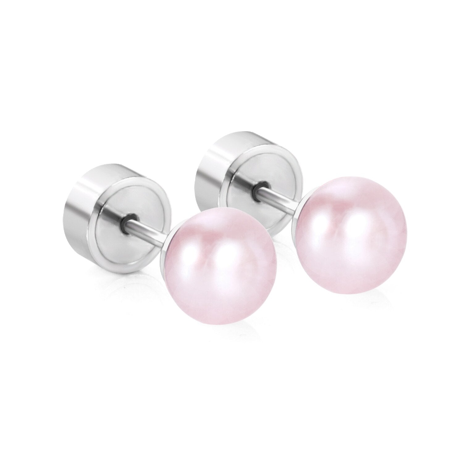 ASON White/Pink Color Freshwater Pearl Piercing Stud Earrings Silver Color Stainless Steel For Girl Women Wholesale Gift asonjewelry