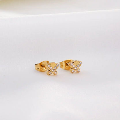 Women Earring New Trendy Stainless Steel Gold Color Flower Star butterfly Heart Monn Stud Earring Fashion Jewelry asonjewelry