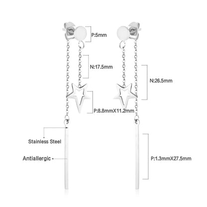 New Crystal Stars Coin Long Tassel Dangle Earrings For Women Girls Stainless Steel Trending Korean Fashion Jewelry asonjewelry