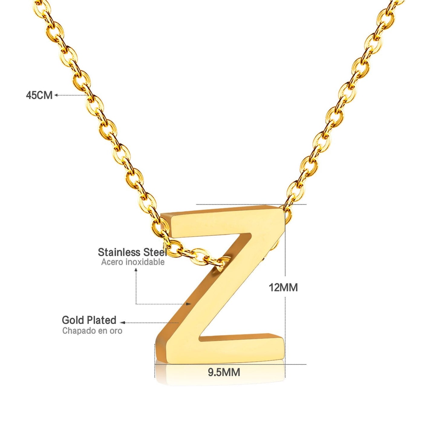 ASON Delicate Classic Style Initial 26 Letters Alphabet Chain Pendant Necklace Stainless Steel Gold Color Jewelry Chokers asonjewelry